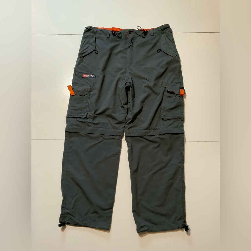 Vintage Y2K Diesel Cargo Parachute Rave Convertible 2in1 Utility Tech Pants